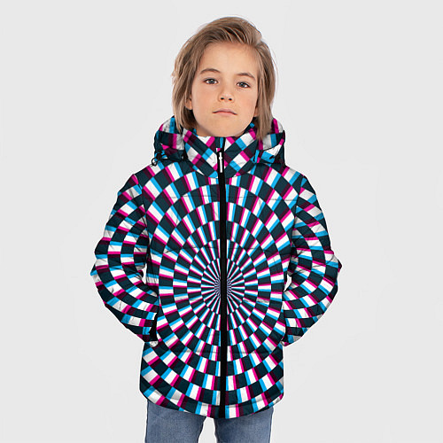 Зимняя куртка для мальчика Оптическая иллюзия глитч / 3D-Красный – фото 3