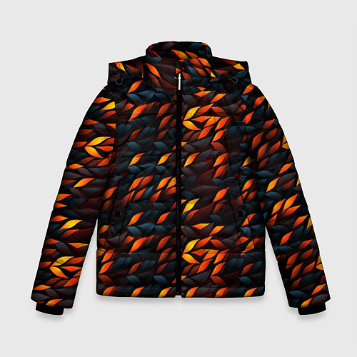 Зимняя куртка для мальчика Black orange texture / 3D-Красный – фото 1