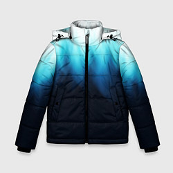Куртка зимняя для мальчика Синее пламя огня на черном, цвет: 3D-светло-серый