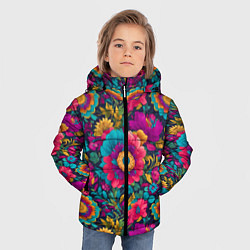 Куртка зимняя для мальчика Цветочный микс, цвет: 3D-черный — фото 2