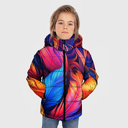 Куртка зимняя для мальчика Экзотические перья, цвет: 3D-красный — фото 2