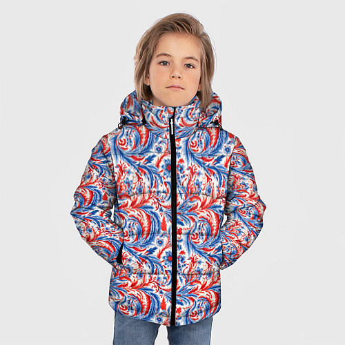 Зимняя куртка для мальчика Русский орнамент / 3D-Красный – фото 3