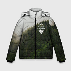 Куртка зимняя для мальчика Я из Сибири на фоне леса, цвет: 3D-черный