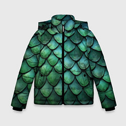 Куртка зимняя для мальчика Чешуя зелёного дракона, цвет: 3D-черный