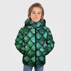 Куртка зимняя для мальчика Чешуя зелёного дракона, цвет: 3D-черный — фото 2