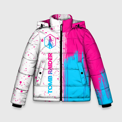 Зимняя куртка для мальчика Tomb Raider neon gradient style: по-вертикали / 3D-Черный – фото 1