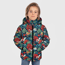 Куртка зимняя для мальчика Рисунок Ирезуми Паттерн, цвет: 3D-светло-серый — фото 2