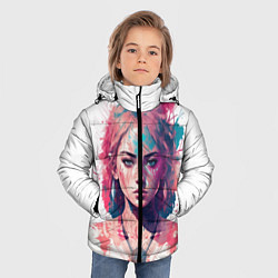 Куртка зимняя для мальчика Девушка акварельные краски, цвет: 3D-черный — фото 2