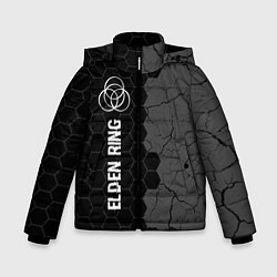 Куртка зимняя для мальчика Elden Ring glitch на темном фоне: по-вертикали, цвет: 3D-черный