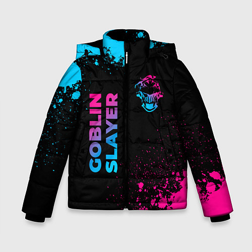 Зимняя куртка для мальчика Goblin Slayer - neon gradient: надпись, символ / 3D-Черный – фото 1