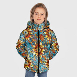 Куртка зимняя для мальчика Витражная мозаика в стиле Арт Деко, цвет: 3D-черный — фото 2