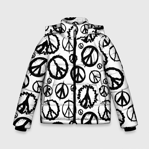 Зимняя куртка для мальчика Many peace logo / 3D-Черный – фото 1