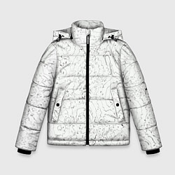 Куртка зимняя для мальчика Хаотичная черно-белая рябь - узор Хуф и Ся, цвет: 3D-черный