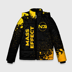 Куртка зимняя для мальчика Mass Effect - gold gradient: надпись, символ, цвет: 3D-черный