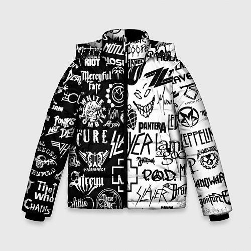 Зимняя куртка для мальчика Логотипы лучших рок групп / 3D-Черный – фото 1