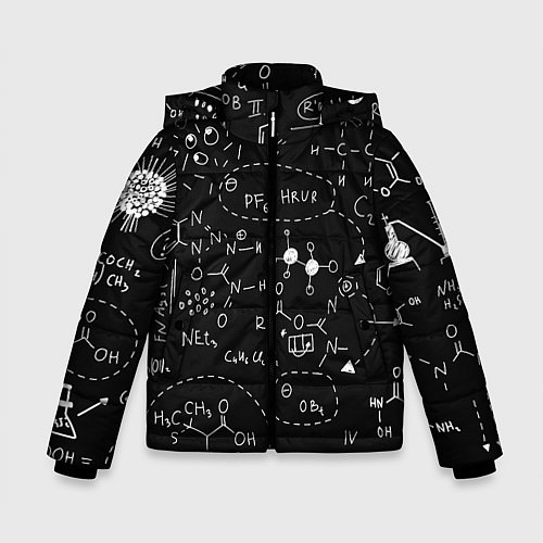 Зимняя куртка для мальчика Химические формулы на чёрном / 3D-Черный – фото 1