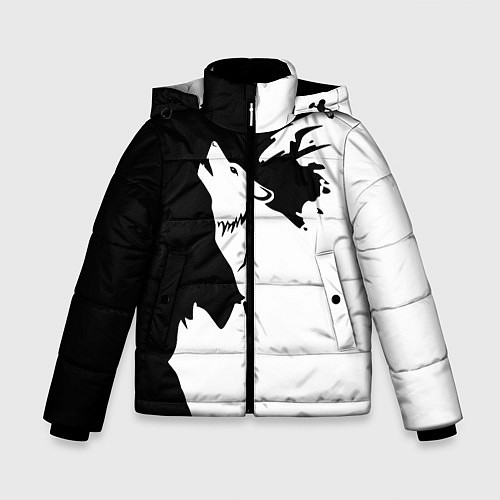 Зимняя куртка для мальчика Волчий вой в горах / 3D-Черный – фото 1