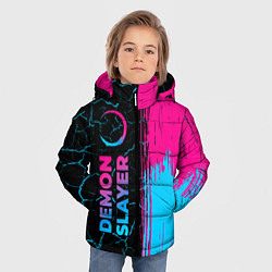 Куртка зимняя для мальчика Demon Slayer - neon gradient: по-вертикали, цвет: 3D-черный — фото 2