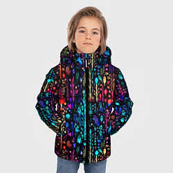 Куртка зимняя для мальчика Флуоресцентные Цветы, цвет: 3D-светло-серый — фото 2