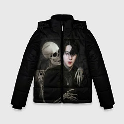 Куртка зимняя для мальчика Сехун со скелетом, цвет: 3D-черный