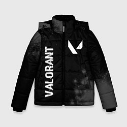 Куртка зимняя для мальчика Valorant glitch на темном фоне: надпись, символ, цвет: 3D-черный