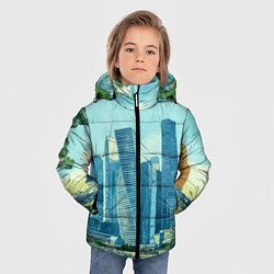 Куртка зимняя для мальчика Москва-сити Ван Гог, цвет: 3D-светло-серый — фото 2