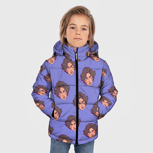 Зимняя куртка для мальчика Тимоти Шаламе узор / 3D-Красный – фото 3