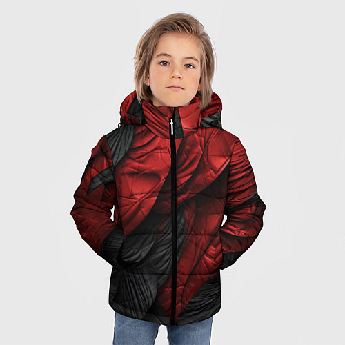 Зимняя куртка для мальчика Red black texture / 3D-Красный – фото 3