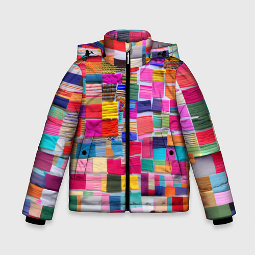 Зимняя куртка для мальчика Разноцветные лоскутки / 3D-Черный – фото 1