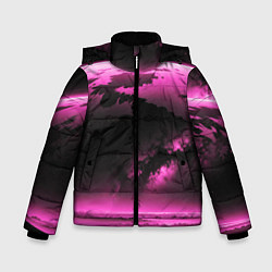 Куртка зимняя для мальчика Сай фай пейзаж в черно розовых тонах, цвет: 3D-черный