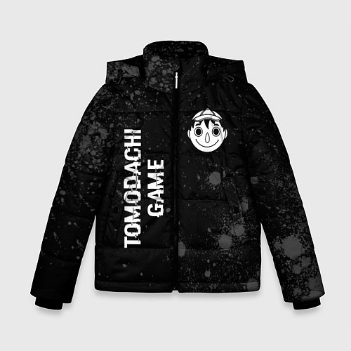 Зимняя куртка для мальчика Tomodachi Game glitch на темном фоне: надпись, сим / 3D-Черный – фото 1