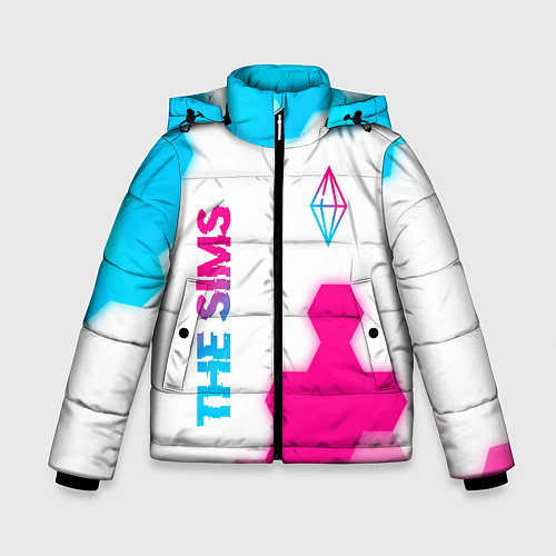Зимняя куртка для мальчика The Sims neon gradient style: надпись, символ / 3D-Черный – фото 1