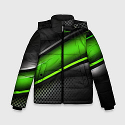 Куртка зимняя для мальчика Зеленая объемная полосы, цвет: 3D-светло-серый