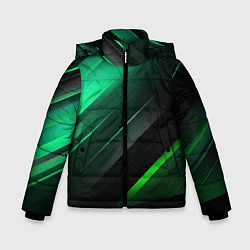 Куртка зимняя для мальчика Black green abstract, цвет: 3D-черный