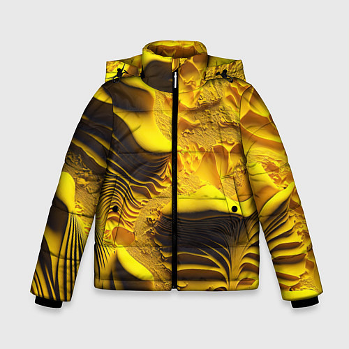 Зимняя куртка для мальчика Желтая объемная текстура / 3D-Черный – фото 1