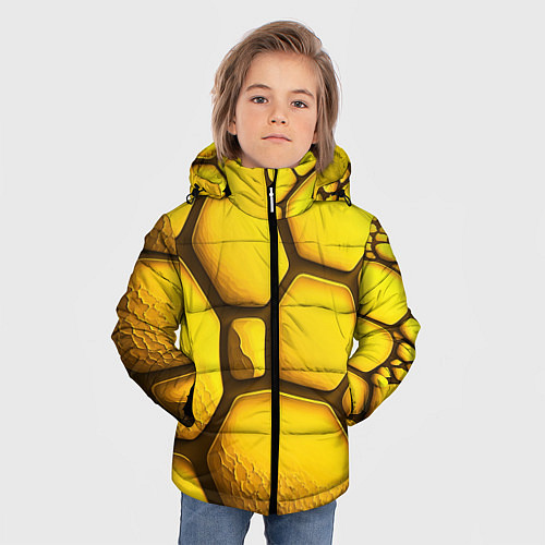 Зимняя куртка для мальчика Желтые объемные плиты / 3D-Красный – фото 3