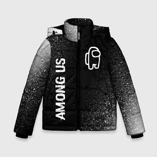 Зимняя куртка для мальчика Among Us glitch на темном фоне: надпись, символ / 3D-Черный – фото 1