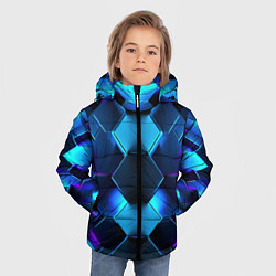 Куртка зимняя для мальчика Синие неоновые плиты, цвет: 3D-черный — фото 2