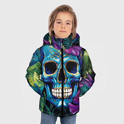 Куртка зимняя для мальчика Череп в джунглях, цвет: 3D-черный — фото 2