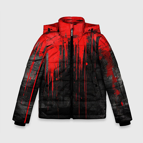 Зимняя куртка для мальчика Красная краска на черном фоне / 3D-Светло-серый – фото 1