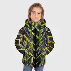 Куртка зимняя для мальчика Киберпанк линии зелёные, цвет: 3D-черный — фото 2
