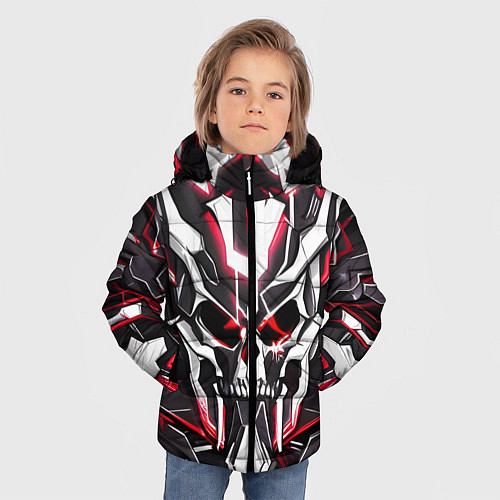 Зимняя куртка для мальчика Кибер-череп красный / 3D-Красный – фото 3