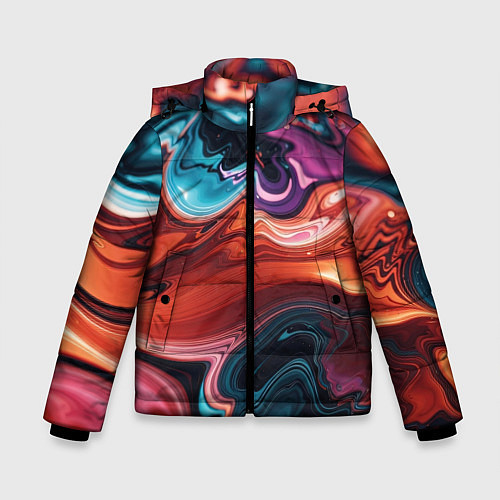 Зимняя куртка для мальчика Красочные переливы волн / 3D-Светло-серый – фото 1