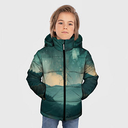 Куртка зимняя для мальчика Космическая ночь в горах, цвет: 3D-черный — фото 2