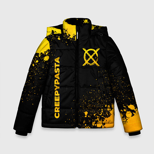 Зимняя куртка для мальчика CreepyPasta - gold gradient: надпись, символ / 3D-Черный – фото 1