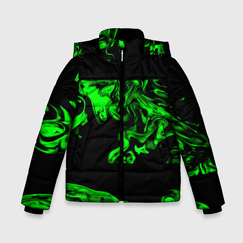 Зимняя куртка для мальчика Зеленый светящийся дым / 3D-Черный – фото 1