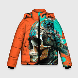 Куртка зимняя для мальчика Art skull - irezumi - Japan, цвет: 3D-светло-серый