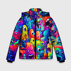 Куртка зимняя для мальчика Кислотный трип, цвет: 3D-черный