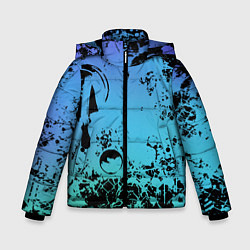 Куртка зимняя для мальчика Неоновый абстрактный фон в граффити стиле, цвет: 3D-черный