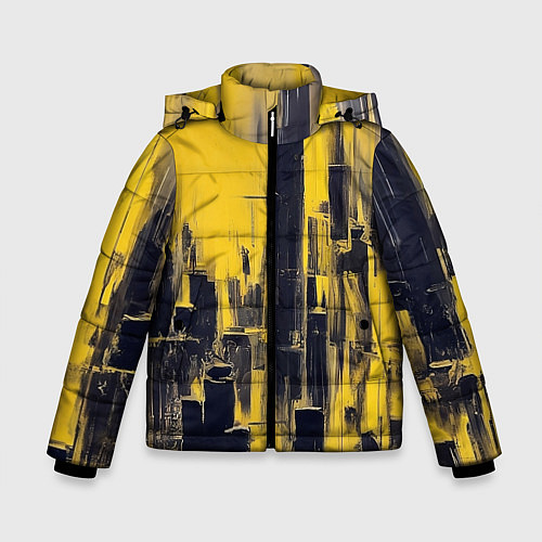 Зимняя куртка для мальчика Большой нарисованный город / 3D-Черный – фото 1